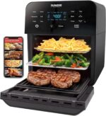 Nuwave Brio - Horno freidora de aire, tamaño familiar XL de 15.5 cuartos de galón, cesta de asador SS y kit de brocheta,