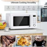 Horno microondas retro para encimera, grande de 0.7 pies cúbicos, 700 vatios, encimera de acero laminado en frío con aju