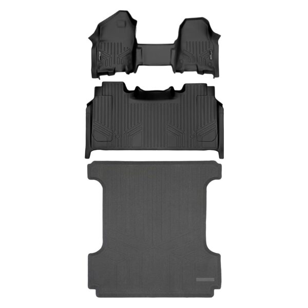 Alfombrillas de Piso SMARTLINER 2 Filas Negro para Ram 1500 Crew Cab 2019 2022 con Almacenamiento Bajo el Asiento Traser