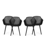 Silla de Comedor para Exteriores Christopher Knight Home Davina 312469 Negro Polipropileno Juego de 4