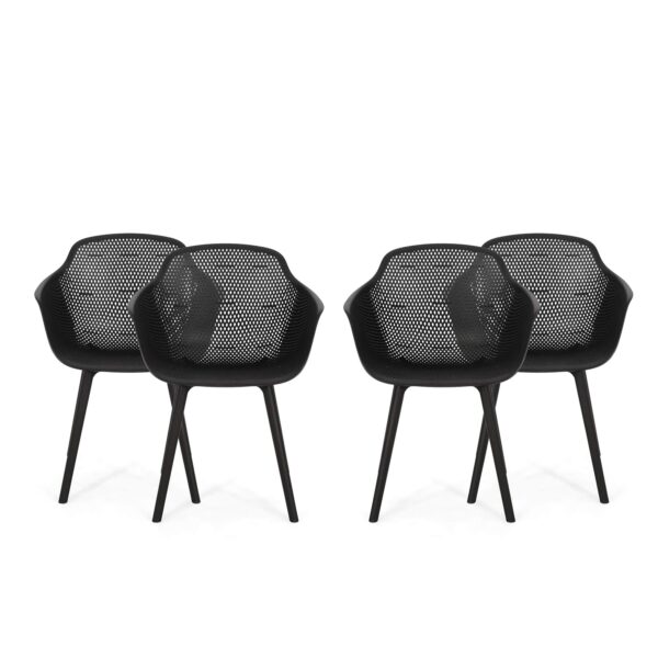 Silla de Comedor para Exteriores Christopher Knight Home Davina 312469 Negro Polipropileno Juego de 4
