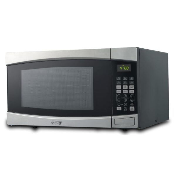 COMMERCIAL CHEF Microondas de 1.6 pies cúbicos con 10 niveles de potencia, microondas pequeño con botón pulsador, microo