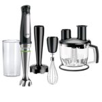 Braun Batidora de mano de inmersión 4 en 1, potente batidora de acero inoxidable de 500 W, velocidad variable + procesad