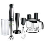 Braun Batidora de mano de inmersión 4 en 1, potente batidora de acero inoxidable de 500 W, velocidad variable + procesad