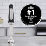Braun Batidora de mano de inmersión 4 en 1, potente batidora de acero inoxidable de 500 W, velocidad variable + procesad