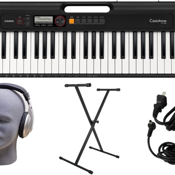 Casio CT-S200BK PPK | Paquete Premium de Teclado de 61 Teclas con Soporte, Auriculares y Fuente de Alimentación, Negro