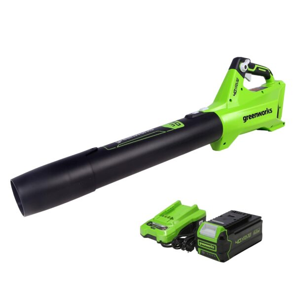 Soplador Inalámbrico Greenworks BLF346 40 Voltios 450 CFM 120 MPH Incluye Batería 4.0 Ah y Cargador