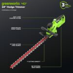 Cortasetos Inalámbrico Greenworks HT40B212 40 V 24 Pulgadas Capacidad de Corte 1 Pulgada con Batería USB 2.0 Ah y Cargad