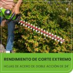 Cortasetos Inalámbrico Greenworks HT40B212 40 V 24 Pulgadas Capacidad de Corte 1 Pulgada con Batería USB 2.0 Ah y Cargad