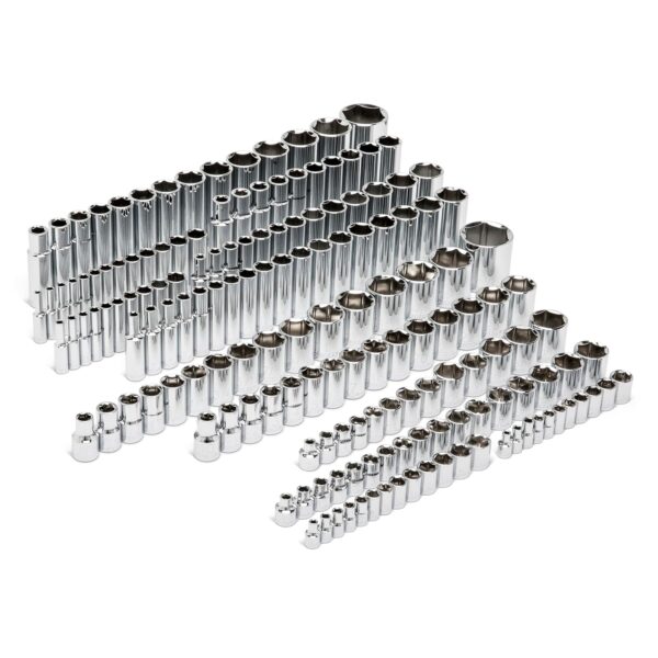 GEARWRENCH Juego de llaves maestras estándar y profundas SAE/métricas de 163 piezas de ¼, 3/8 y ½ de 6 puntos - 89073