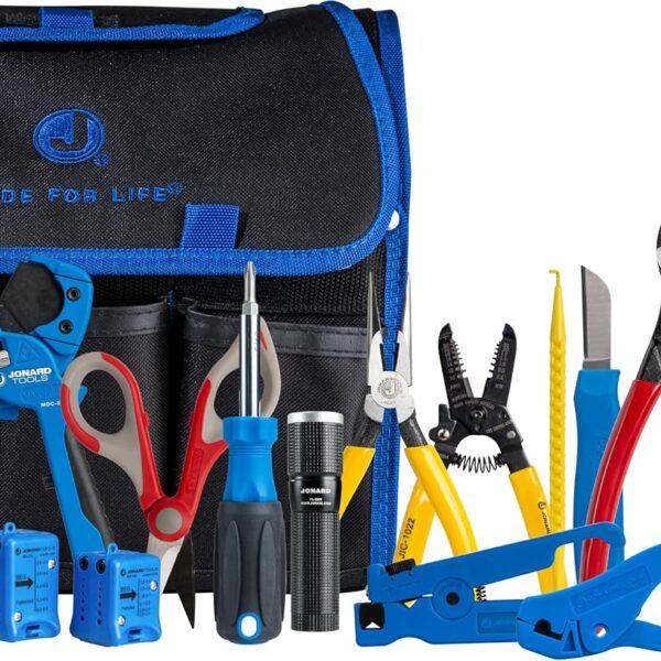 Jonard Tools TK-179 - Kit avanzado de preparación de fibra para cortar, anillar, cortar y pelar cables de fibra óptica