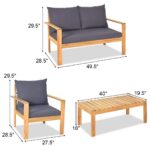 Juego de Sofás de Conversación Tangkula AM2992HM 4 Piezas Madera de Acacia Gris Estilo Rústico con Mesa de Centro y Cubi