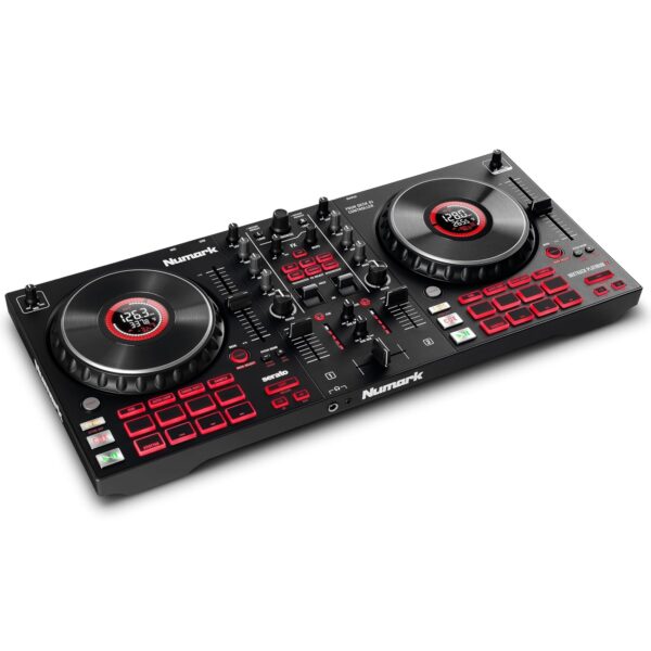 Numark Mixtrack Platinum FX Controlador para DJ, para Serato DJ, con control de 4 cubiertas, mezclador, interfaz de audi