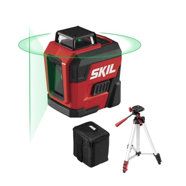 SKIL Láser de Línea Cruzada Verde LL9322G-01 Autonivelante 360 Grados 100 Pies con Trípode y Bolsa