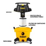 DEWALT Aspiradora para Seco y Húmedo de 9 Galones, Aspiradora de Taller de Alta Capacidad con Accesorios, 5 HP Máximo, c