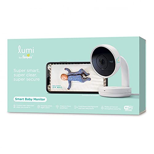 Monitor para Bebés Lumi by Pampers 10037000802379 180 Grados Visión Nocturna en Color Wi-Fi Blanco