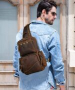 Bolso Bandolera LANNSYNE Cuero de Grano Completo para iPad 10.5 Pulgadas Correa Ajustable