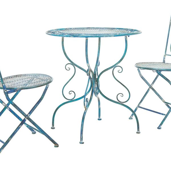 Juego de Bistro para Exterior Safavieh Semly PAT5028C 3 Piezas Hierro Azul Antiguo Estilo Victoriano