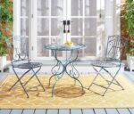 Juego de Bistro para Exterior Safavieh Semly PAT5028C 3 Piezas Hierro Azul Antiguo Estilo Victoriano