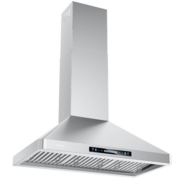 IKTCH Campana extractora de montaje en pared de 36 pulgadas, campana extractora sin conductos de 900 CFM con ventilador