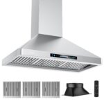 IKTCH Campana extractora de montaje en pared de 36 pulgadas, campana extractora sin conductos de 900 CFM con ventilador
