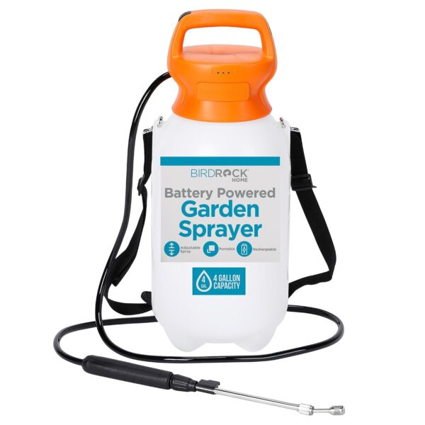 Pulverizador de Jardín Mochila BirdRock Home Modelo 11295 Bomba a Batería Varita de Acero Inoxidable Ajustable 4 Galones