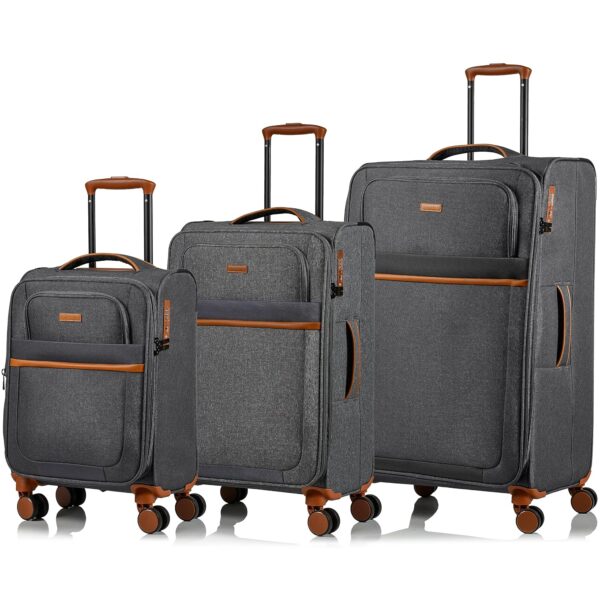 Juego de Equipaje Spinner CHAMPS Classic II C5011-GREY 3 Piezas Gris Material 1200D
