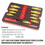 Powerbuilt Juego de herramientas VDE para electricistas aislados de 50 piezas de 1000 V con estuche impermeable, 3/8 pul