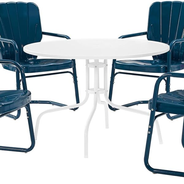 Juego de Comedor Crosley Furniture Ridgeland KO10015NV 5 Piezas Mesa Redonda de Metal Azul Marino