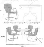 Juego de Comedor Crosley Furniture Ridgeland KO10015NV 5 Piezas Mesa Redonda de Metal Azul Marino