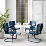 Juego de Comedor Crosley Furniture Ridgeland KO10015NV 5 Piezas Mesa Redonda de Metal Azul Marino