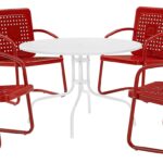 Juego de Comedor Crosley Furniture Bates KO10017RE 5 Piezas Mesa Redonda de Metal y 4 Sillas Rojo Brillante
