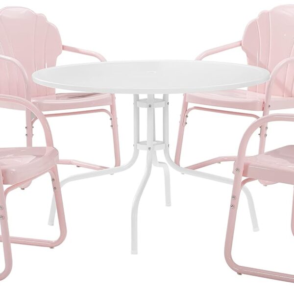 Juego de Comedor Crosley Furniture Tulip KO10014PI 5 Piezas Metal Rosa Pastel para Exteriores