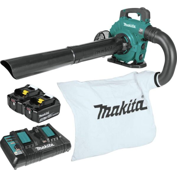 Kit de Soplador Sin Escobillas Makita XBU04PTV 36V 18V X2 con Accesorio de Vacío 473 CFM 120 MPH 5.0Ah