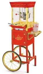 Máquina para hacer palomitas de maíz Nostalgia CCP510 Rojo con hervidor de acero inoxidable de 8 onzas más pala de alumi