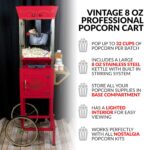 Máquina para hacer palomitas de maíz Nostalgia CCP510 Rojo con hervidor de acero inoxidable de 8 onzas más pala de alumi