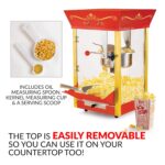 Máquina para hacer palomitas de maíz Nostalgia CCP510 Rojo con hervidor de acero inoxidable de 8 onzas más pala de alumi