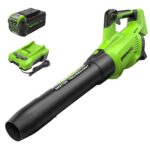 Soplador de Hojas Greenworks BLF442 40V Sin Escobillas 130 MPH 550 CFM con Batería 4.0 Ah y Cargador