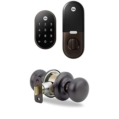Cerradura Inteligente Google Nest x Yale con Perilla a Juego Entrada sin Llave Color Bronce