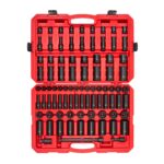 TEKTON Juego de dados de impacto de 6 puntos poco profundos y profundos de 1/2 pulgada con funda, 87 piezas (5/16-1-1/4