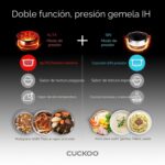 CUCKOO Olla arrocera de doble presión de 6 tazas sin cocer / 12 tazas cocidas con tecnología de calentamiento por inducc