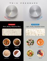 CUCKOO Olla arrocera de doble presión de 6 tazas sin cocer / 12 tazas cocidas con tecnología de calentamiento por inducc