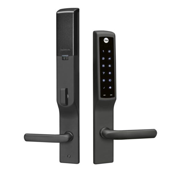 Yale Cerradura Assure para puertas de patio Andersen®, cerradura de puerta con teclado negro con mango que se conecta a
