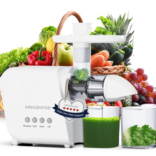 MegaWise Pro 2025 - Exprimidor de masticación lenta actualizado, 95% de rendimiento de jugo, prensa en espiral de 2 velo