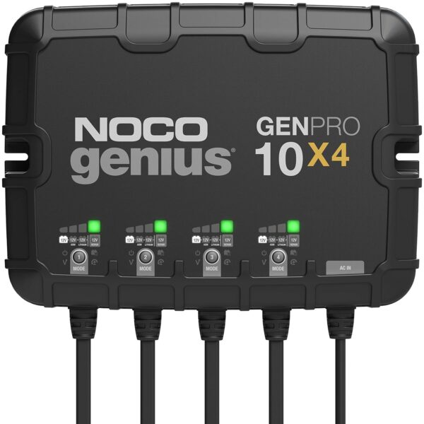 Cargador de Batería NOCO Genius GENPRO10X4 4 Bancos 40 A 10 A por Banco 12 Voltios Impermeable IP68