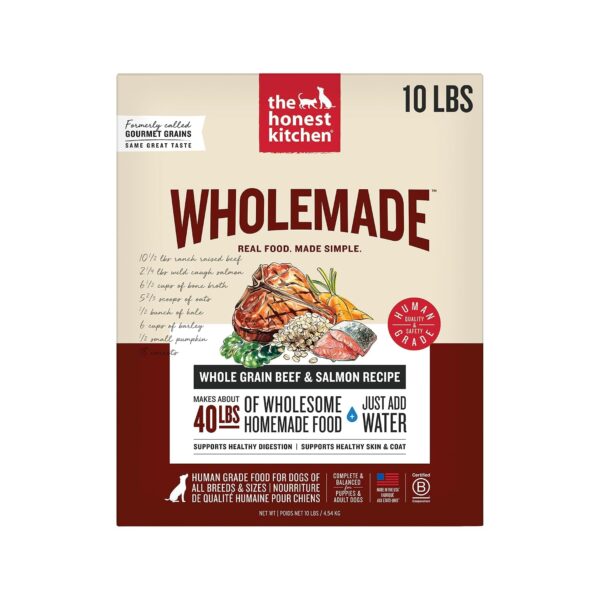 Alimento Deshidratado The Honest Kitchen Wholemade Grano Integral Carne de Res y Salmón Caja 10 lb