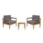Juego de Chat Eudora Christopher Knight Home Modelo 313620 Madera de Acacia 2 Plazas Acabado Teca y Gris Oscuro