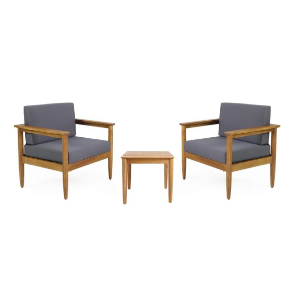 Juego de Chat Eudora Christopher Knight Home Modelo 313620 Madera de Acacia 2 Plazas Acabado Teca y Gris Oscuro