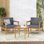 Juego de Chat Eudora Christopher Knight Home Modelo 313620 Madera de Acacia 2 Plazas Acabado Teca y Gris Oscuro