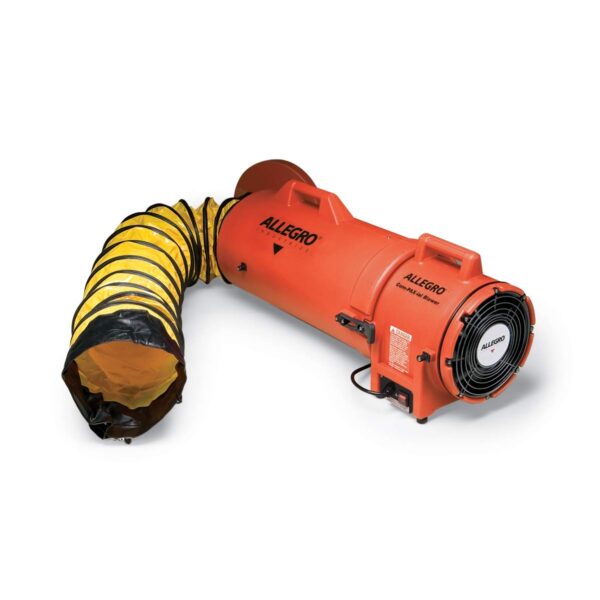 Soplador Axial de Plástico AC Allegro Industries 9533-50 8 Pulgadas con Bote y Conducto de 50 Pies Naranja